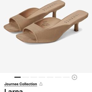 Journee Collection Women's Faux Suede Larna Peep Toe Kitten Heels Tan Size 8